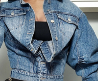 Irregular Fit Denim Jacket Off Shoulder